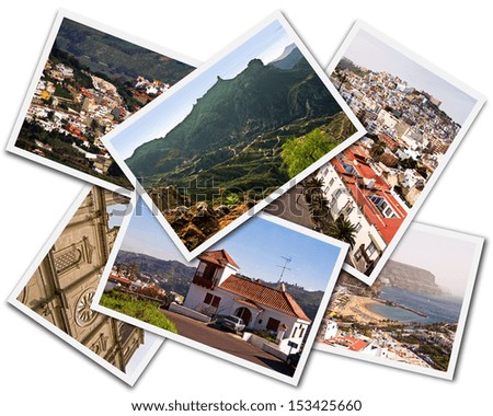 Collage of Gran Canaria Canary Islands photos isolated on white background