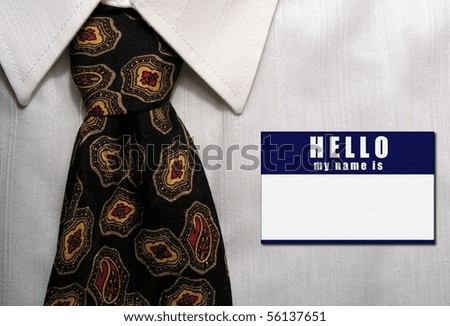 Shirt, tie and name tag