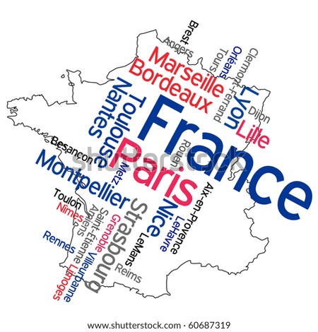 map of france with cities. stock vector : France map and