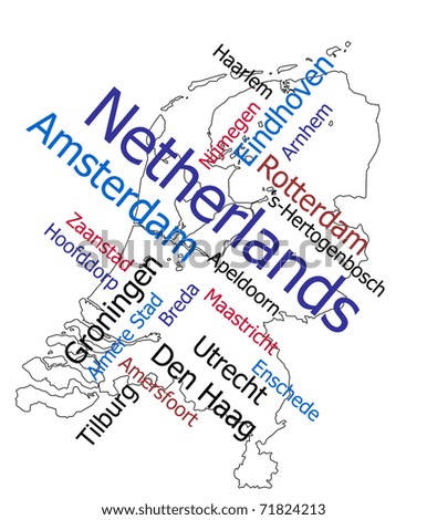 map of netherlands with cities. stock vector : Netherlands map