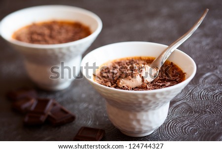 two bowls of chocolate mousse