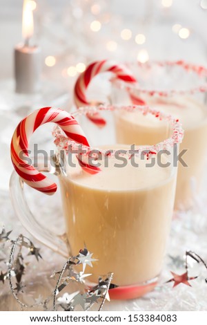 Creamy Peppermint Punch With Candy Cane