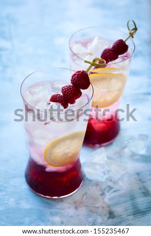 Refreshing Raspberry Drink in glasses