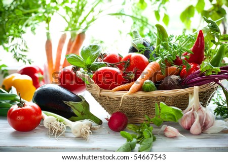 Different fresh vegetables on the table