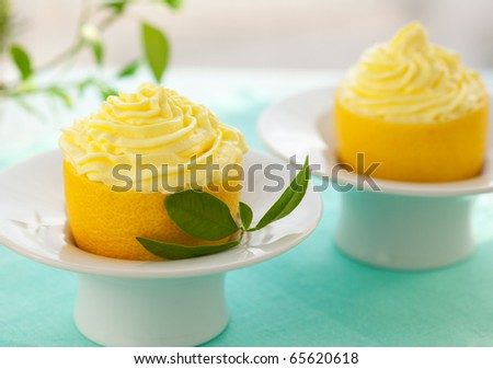 Lemon cream in hollowed-out lemon