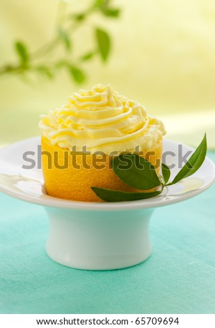 Lemon cream in hollowed-out lemon