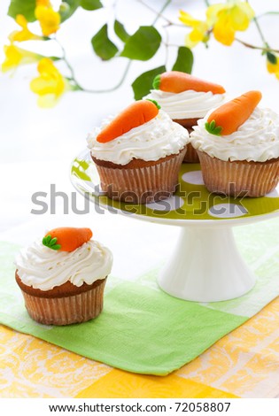 carrot cake cupcakes for easter. stock photo : Easter carrot