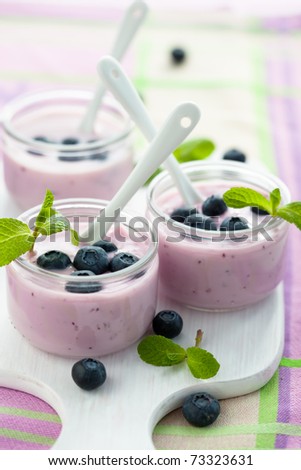 fresh fruit yogurt with blueberries