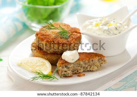 Cod Fish Cakes with sauce