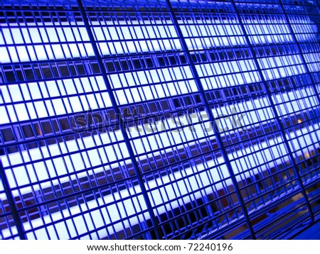 abstract blue industrial grid, industry lighting concept