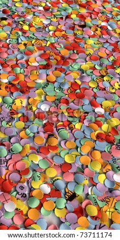 abstract color diversity, wedding confetti. vertical background paper texture closeup