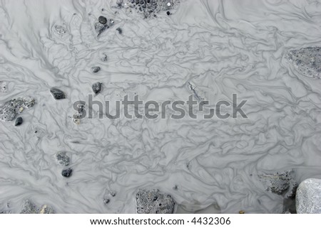 Muddy water creates nice patters when moving. Could be used as a background, pattern, display of swirling motion etc. A flow on top of the glacial morraine
