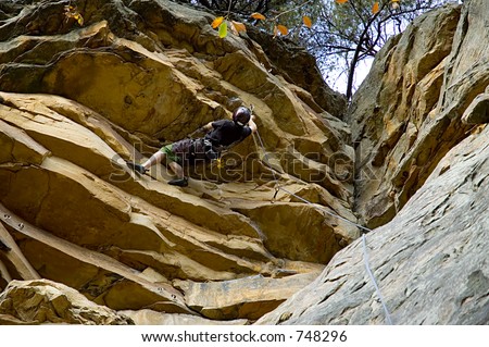 Challenging rock climb