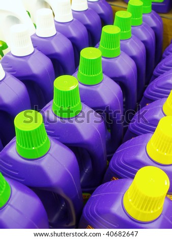 Range of cleaning liquid detergents.