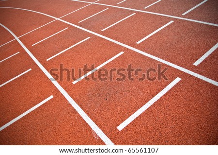 Stadium running track. 100m start line
