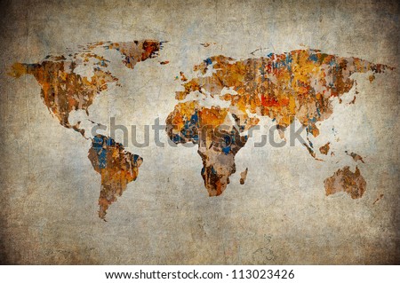 Grunge Map Of The World