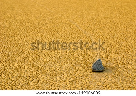 Sailing stones in the Racetrack Playa, Death Valley, California