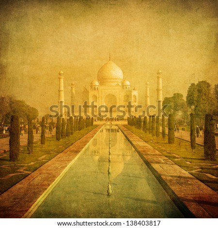 Vintage image of Taj Mahal Agra India Vintage image of Taj Mahal Agra India