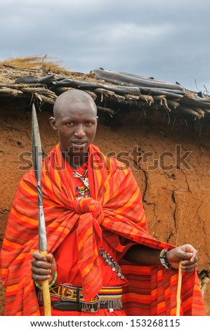 MASAI MARA, KENYA - September, 23: Young Masai man on September, 23, 2008 in in Masai Mara National Park, Kenya