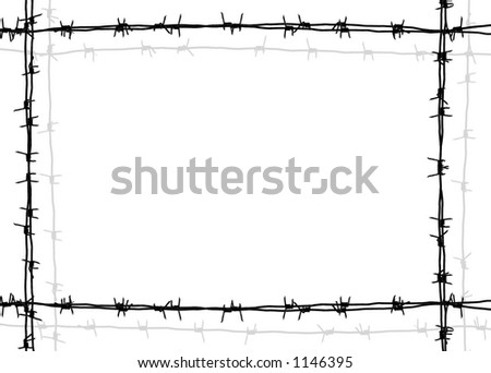 barbed wire frame with white background