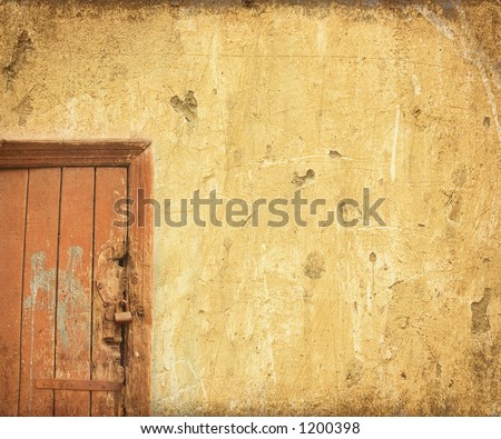 grunge door background with space for text