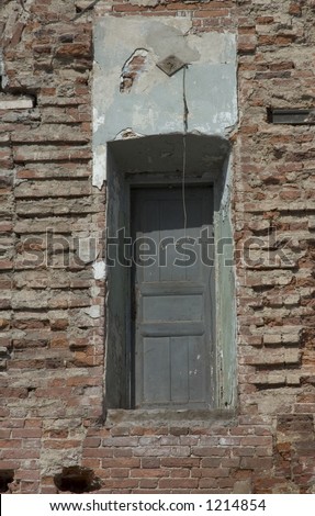 door of destroyed house