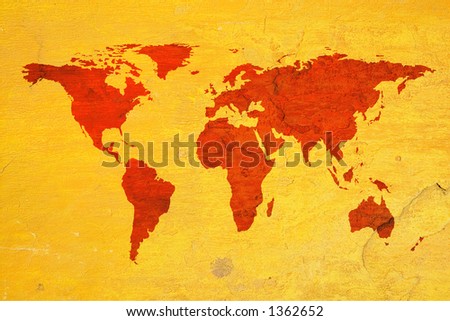 world map over textured background