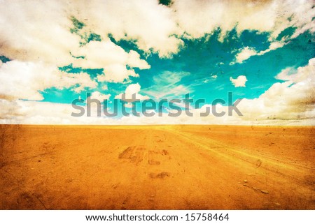 grunge image of desert road