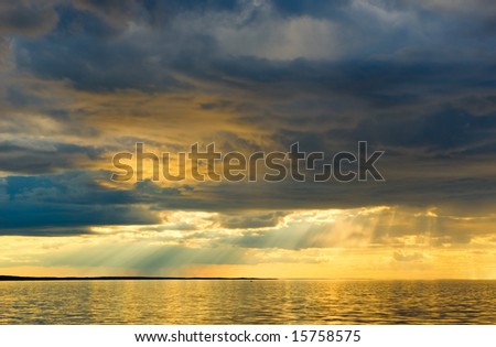 Stormy sunset over the sea