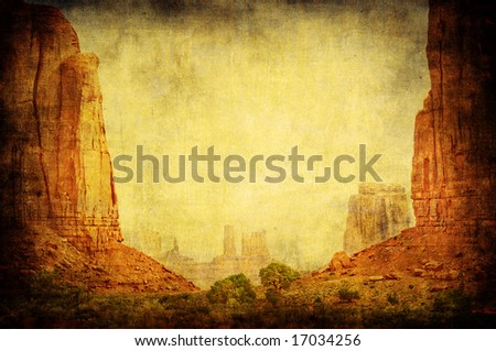 Grunge image of Monument Valley landscape