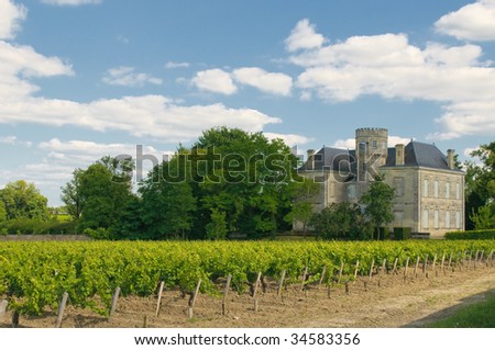 Chateau and vineyard in Margaux, Bordeaux, France
