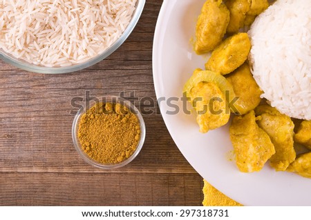 Chicken curry with rice Caribbean.