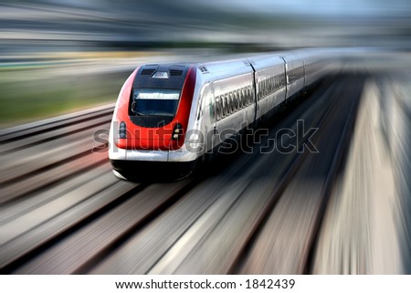 stock photo Fast train with motion blur