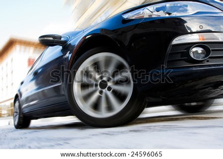 Fast moving vehicle with motion blur