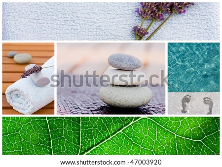 Collection of spa related items forming a set of tranquil scene