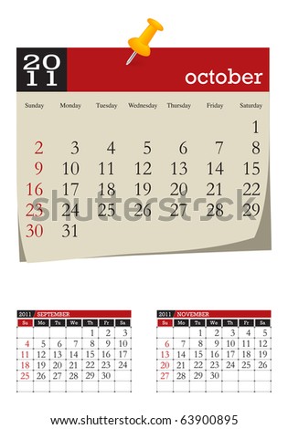 2011 Calendar 3 Month. stock vector : three-month