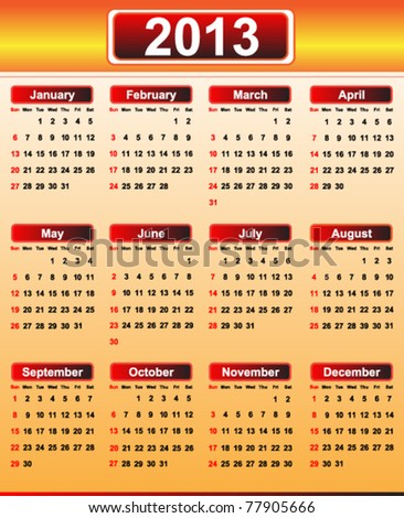 Chinese Calendar 2013 on Calendar 2013 Stock Vector 77905666   Shutterstock