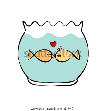kissing fish. stock vector : kissing fish