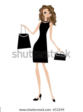 clip art woman shopping. stock vector : shopping lady