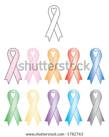 ribbon with heart shaped heart disease ribbon. ribbon with heart shaped