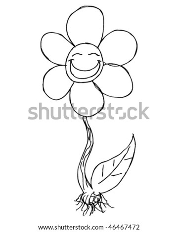 stock vector happy flower drawing