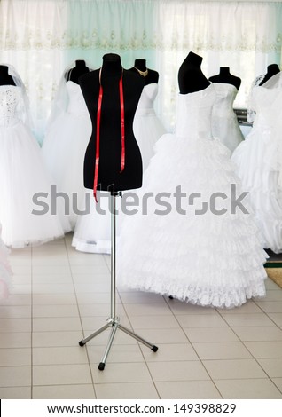 empty black mannequin in a wedding salon