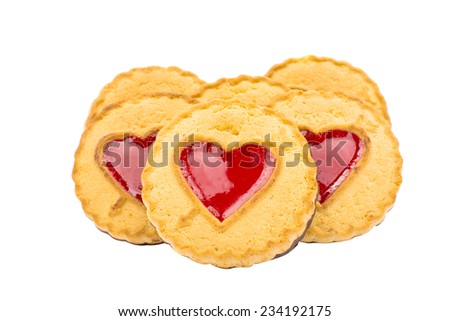 biscuit with jelly filling on a white background