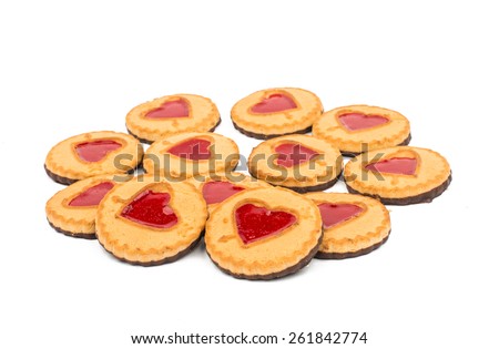 biscuit with jelly filling on a white background