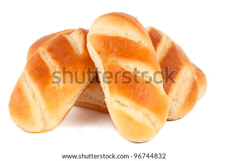 French rolls on a white background