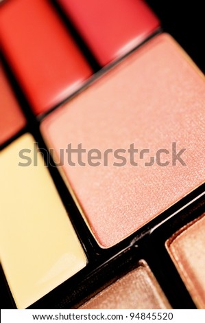 Decorative colorful makeup sets , close up shot