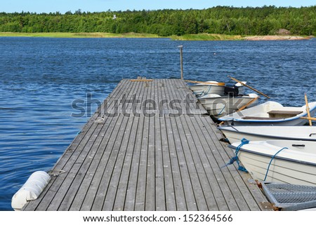 Pier on blue lake. Finland