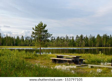 On lake. Finland, Lapland