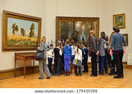 MOSCOW, RUSSIA - FEBRUARY 28, 2014: State Tretyakov Gallery is an art gallery in Moscow, Russia, and is the foremost depository of Russian fine art in world. Gallery\'s history starts in 1856.