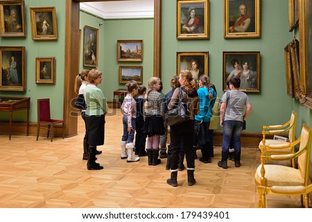 MOSCOW, RUSSIA - FEBRUARY 28, 2014: State Tretyakov Gallery is an art gallery in Moscow, Russia, and is the foremost depository of Russian fine art in world. Gallery\'s history starts in 1856.